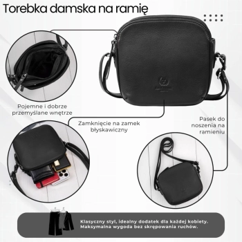 Mała skórzana torebka damska crossbody na ramię letnia Paolo
