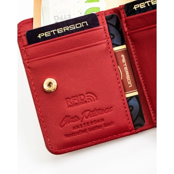Portfel damski Peterson skórzany ochrona RFID na suwak zatrzask elegancki