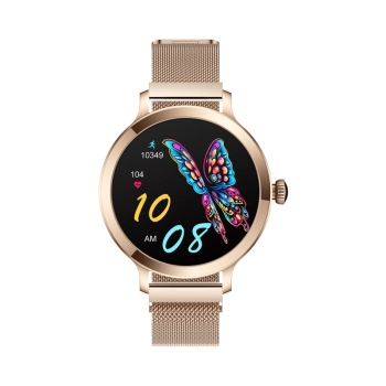 Smartwatch Damski VELTORI VT340-1 Złota Bransoleta + Różowy Pasek Silikonowy