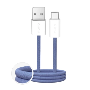 Kabel Puro Fabrik 2.0 10W USB-A - USB-C w oplocie 1,5 m - niebieski