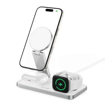 TECH-PROTECT QI15W-A47 3IN1 MAGNETIC MAGSAFE WIRELESS CHARGER WHITE