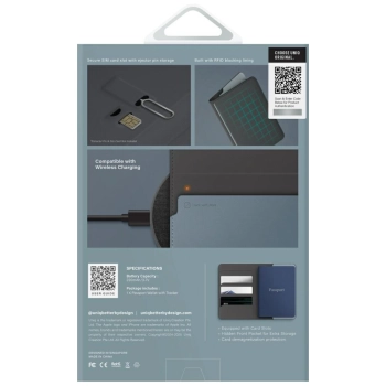 Etui na paszport UNIQ Belmont z Apple    Find My blokada RFID szaro niebieski