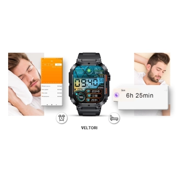 Smartwatch VELTORI VT200-1 Czarny Pasek Silikonowy