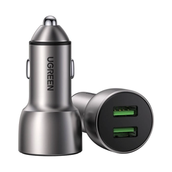 Ładowarka samochodowa UGREEN CD213 QC 3.0, 2xUSB, 36W (szara)