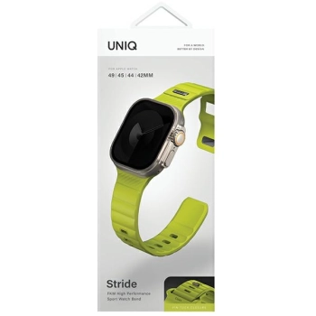 UNIQ pasek Stride Apple Watch Series1/2/3/4/5/6/7/8/9/SE/SE2/Ultra/Ultra 2 42/44/45/49mm FKM Rubber Strap limonkowy/lime green