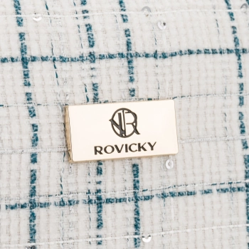 Kosmetyczka damska błękitna w kratkę z cekinami Rovicky