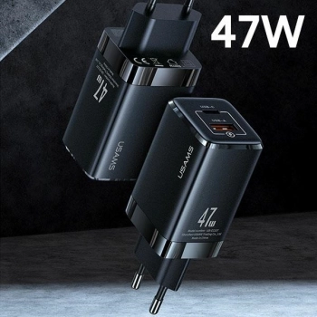 USAMS Ład. siec. T41 USB-C+USB GaN 47WPD+QC (only head) Fast Charging biały/white CC137TC02 (US-CC137)