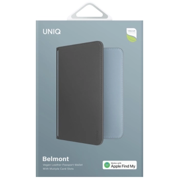 Etui na paszport UNIQ Belmont z Apple    Find My blokada RFID szaro niebieski