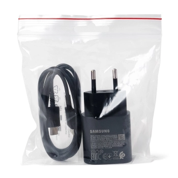 Ładowarka sieciowa Samsung 25W EP-TA800EBE USB-C z kablem Samsung EP-DA705BBE USB-C / USB-C opakowanie zastępcze - czarna