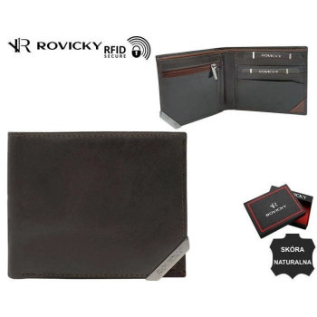 Portfel męski poziomy Rovicky ze skóry naturalnej, elegancki