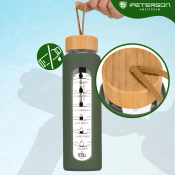 Butelka na wodę szklana motywacyjna szczelna bidon osłona Peterson 960 ml