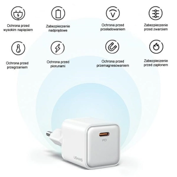 USAMS Ład. siec. 1xUSB-C PD30W 3A(only head) PD3.0 Fast Charging biały/white X-ron Series CC186TC02 (US-CC186)