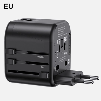 USAMS Adapter siec. 2xUSB T55 12W4w1 US/AU/EU/UK czarny/black CC173TC01 (US-CC173) Univesal Travel Charger