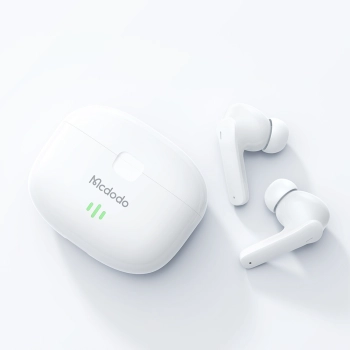 MCDODO SŁUCHAWKI BEZPRZEWODOWE DOUSZNE BLUETOOTH 5 Z MIKROFONEM ETUI BIAŁE