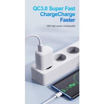 JELLICO ładowarka sieciowa A77 22,5W 1xUSB QC3.0 + kabel Micro USB Biały