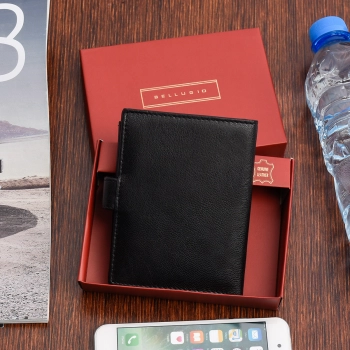 Portfel męski ze skóry z RFID Bellugio - czarny