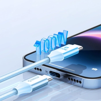 Kabel Orico CDX 100W 5A Power Delivery USB-C - USB-C 1m - niebieski