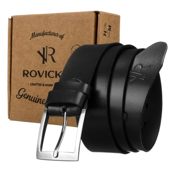 Szeroki pasek męski do spodni z metalową klamrą — Rovicky