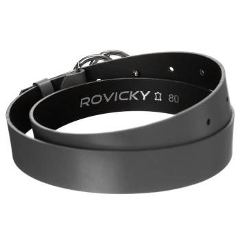 Gładki, skórzany pasek damski ze srebrną, podwójną klamrą  - Rovicky