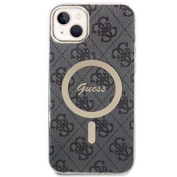 Zestaw Guess GUBPP14MH4EACSK Case+ Charger iPhone 14 Plus / 15 Plus 6.7 czarny/black hard case 4G Print MagSafe