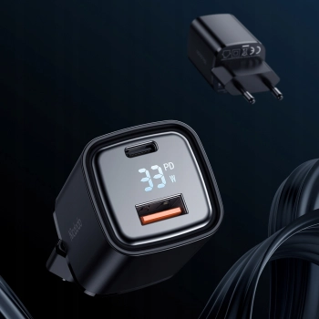 MCDODO SZYBKA ŁADOWARKA SIECIOWA DO TELEFONU 2X USB USB-C GAN 33W MIERNIK