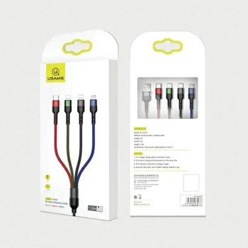 USAMS Kabel pleciony U26 4w1 1.2m 2AFast Charge (2xlightning/microUSB/USB-C) SJ317USB01 (US-SJ317)