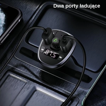 USAMS Zestaw głośnomówiący C21z transmiterem FM, Bluetooth 5.0, MP3, 2xUSB 3,4A czarny/black CC115GC01 (US-CC115)