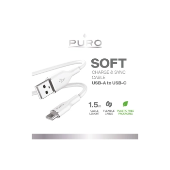 Kabel Puro Soft USB-A - USB-C 1,5m - biały