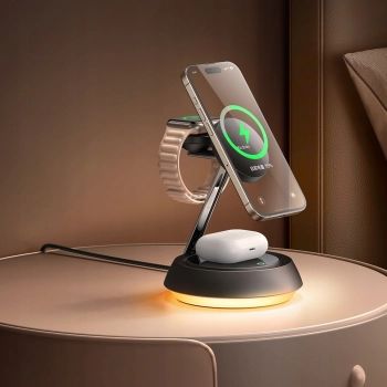 MCDODO ŁADOWARKA INDUKCYJNA 15W 3W1 DO MAGSAFE IPHONE AIRPODS WATCH LAMPKA