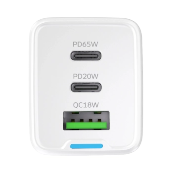 Wozinsky ładowarka GaN 65W z portami USB 2xUSB-C z kabelm C-C 65W - biała