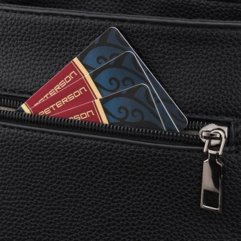 Torebka damska listonoszka na ramię crossbody szeroki pasek czarna Peterson