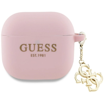 Guess GUA4LECG4P AirPods 4 cover         różowy/pink Silicone 4G Charm