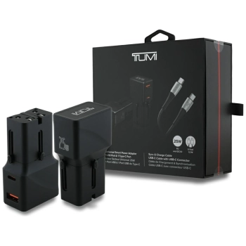 Ładowarka sieciowa TUMI Travel Adapter   25W USB-C / USB-A + Kabel USB-C/USB-C czarny