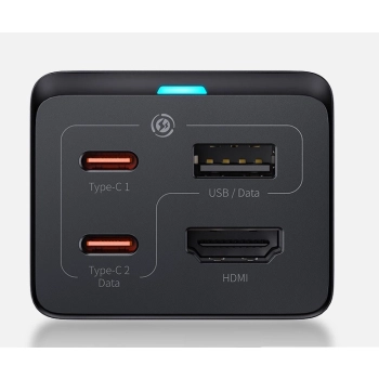 Ładowarka sieciowa GaN5 Baseus CCGP110201 HUB HDMI 2x USB-C / USB-A / HDMI 4K 30Hz 1,5m - czarna + kabel USB-C - USB-C 100W 1m