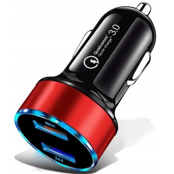 CO2 SZYBKA ŁADOWARKA SAMOCHODOWA USB QC 3.0 MIERNIK NAPIĘCIA AKUMULATORA LED