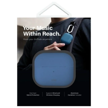 UNIQ etui Nexo AirPods 4 + Ear Hooks     Silicone niebieski/pacific blue