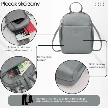 Plecak damski skórzany miejski mały elegancki Paolo Peruzzi