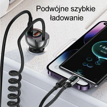 USAMS Ład. sam. C37 1xUSB+1xUSB-C 60W +kabel USB-C 30W PD+QC Fast Charge czarny/black CC192CC01 (US-CC192)