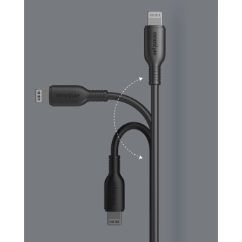INNOSTYLE JAZZY KABEL USB LIGHTNING MFI SZYBKIEGO ŁADOWANIA DO IPHONE KEVLAR 2M CZARNY