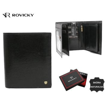 Duży, skórzany portfel męski z systemem RFID - Rovicky