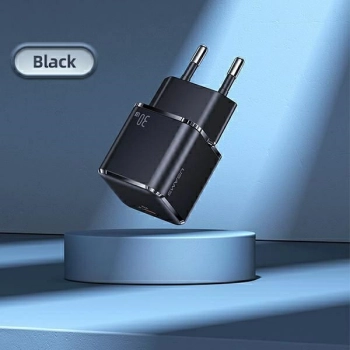 USAMS Ład. siec. 1xUSB-C T45 30WPD3.0 Fast Charging +kabel U63 USB-C/Lightning czarny/black UXTZH01 (USAMS-UX)