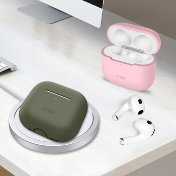 Etui Tech-Protect Silicone na Apple AirPods 4 - beżowe