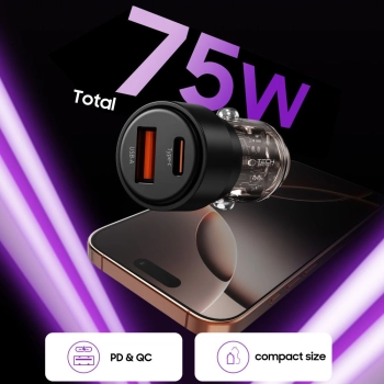TECH-PROTECT CC03 2-PORT CAR CHARGER PD75W BLACK
