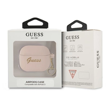 Guess GUA3LSCHSP AirPods 3 cover różowy/pink Silicone Charm Heart Collection