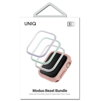 UNIQ ramki do Moduo 3in1 Apple WatchSeries 4/5/6/7/8/9/SE/SE2 40/41mm Szałwiowy-Lillak-Biały/Sage-Lilac-White