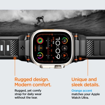 SPIGEN RUGGED ULTRA BAND APPLE WATCH 4 / 5 / 6 / 7 / 8 / 9 / SE / ULTRA 1 / 2 (42 / 44 / 45 / 49 MM) MATTE BLACK