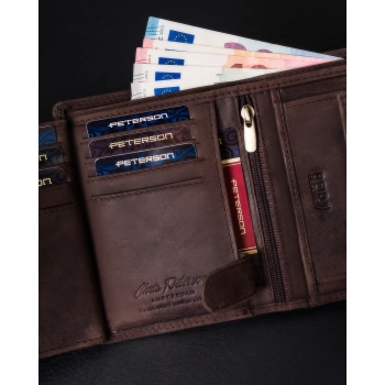 Nubukowy portfel męski z systemem RFID Protect — Peterson
