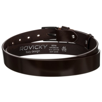 Wąski pasek męski z polerowanej skóry naturalnej licowej - Rovicky