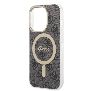 Zestaw Guess GUBPP14LH4EACSK Case+ Charger iPhone 14 Pro 6,1 czarny/black hard case 4G Print MagSafe