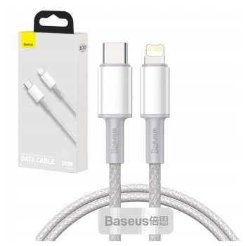 Kabel USB-C do Lightning Baseus High Density Braided, 20W, 5A, PD, 1m (biały)